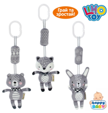 Підвіска rat60 на візок, тварина, брязкальце, плюш, 3 види (зайчик, лисичка, ведмедик), кул.