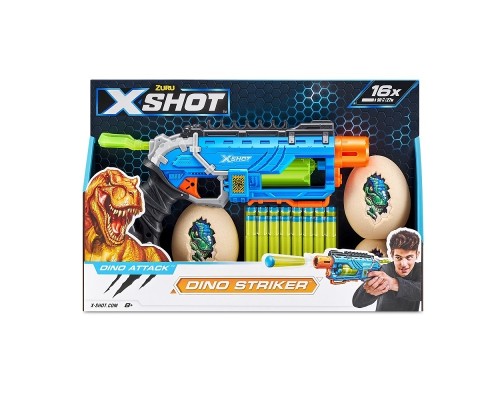 X-Shot Швидкострільний бластер DINO Striker New (2 середніх яйця, 2 маленьких яйця, 16 патронів), 4860R