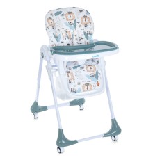 Стільчик M 3233 Lion King Teal для годування, 5 точ. ремені, столик висув., 4 колеса, бірюзовий.