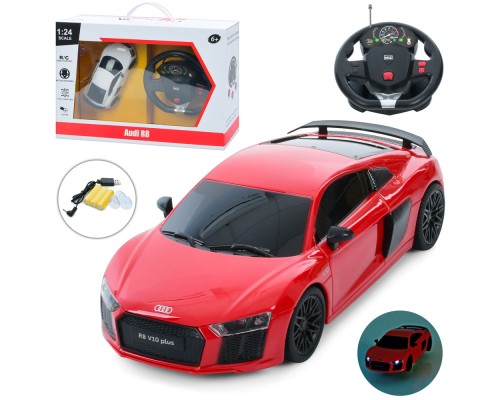 Машина 27057A радіокер.,Audi R8 2016,1:24,акум.,гумові колеса,USB,2 кольори,світло,кор.42-29,5-13см