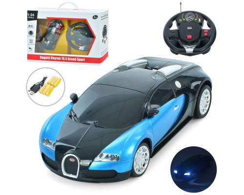 Машина B24A радіокер., Bugatti, 1:24, акум., гум. колеса, USB, 2 кольори, світло, кор.,45-17-19,5 см