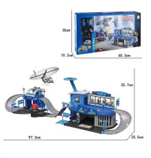 Парковка 660 A-200 (6) трек, 73 деталі, запускач для машинок, металопластикові машинки, фігурки поліціянтів, наліпки, в коробці