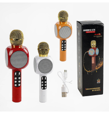 Бездротовий мікрофон С 48342 (50) 3 кольори, караоке, bluetooth, USB, колонка, в коробці, ВИДАЄТЬСЯ ТІЛЬКИ МІКС ВИДІВ