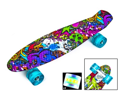 Penny Board "Graffiti Violet " Светящиеся колеса