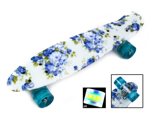 Penny Board  "Blue Rose" Светящиеся колеса.