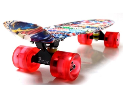 Penny Board "Graffiti" NBA. Светящиеся колеса.