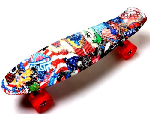 Penny Board "Graffiti" NBA. Светящиеся колеса.