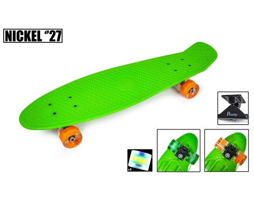 Penny Board Nickel 27" Green Светящиеся колеса