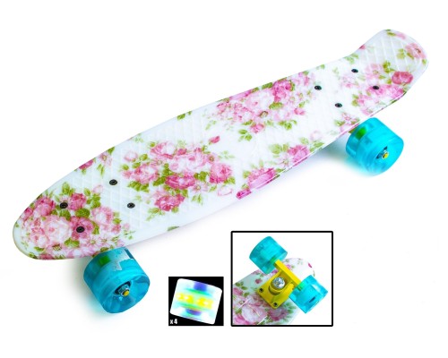 Penny board "Flowers". Светящиеся колеса