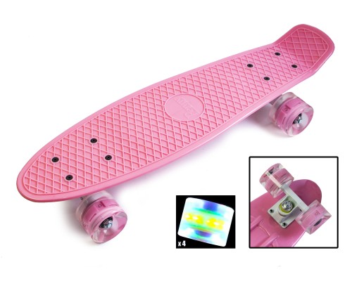 Penny Board "Pastel Series" Нежно-розовый цвет Светящиеся колеса