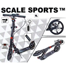 Самокат двухколесный Scale Sports SS-12 Черный Дисковый тормоз Led-фонарик