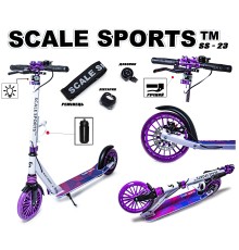 Самокат двухколесный Scale Sports SS-23 Фиолетовый Дисковый тормоз Led-фонарик