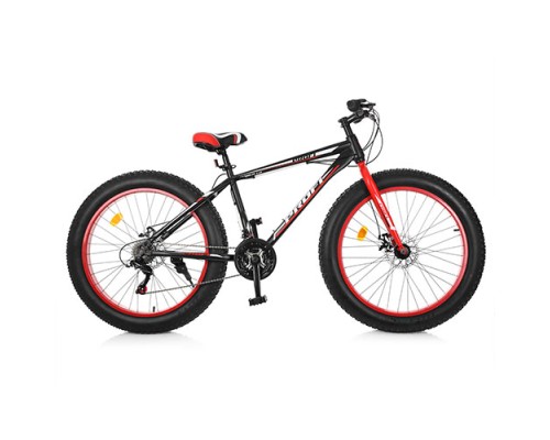 Велосипед 26 д. EB26POWER 1.0 S26.1 сталь.рама17", Shimano21SP, ал.DB, ал.об, 26"*4.0,чорно-червоний