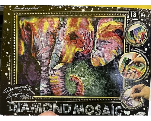 Креативна творчість "Діамантовий живопис DIAMOND MOSAIC" А4 с.2 №5 слони