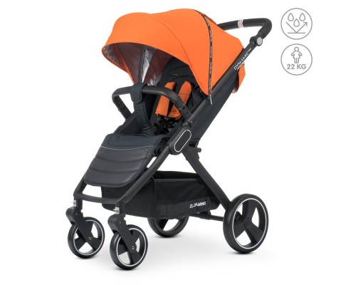 Коляска дитяча ME 1053N DYNAMIC PRO Orange (1шт) до 22кг, прогул, регул.руч, 3пол.спин, чорн.рама,помаранч.