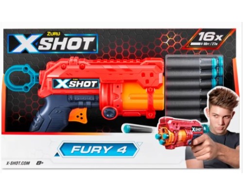 X-Shot Red Швидкострільний бластер EXCEL FURY 4 (16 патронів), 36377R