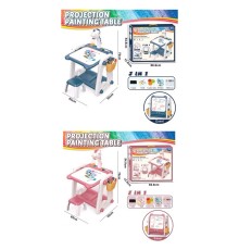 Проектор YM2210-210A 3в1,стіл,мольберт,стільчик,маркери 8шт.,слайди,2 кольори,муз.,світло,бат.,кор.
