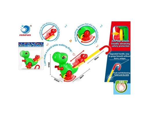 Каталка 0536 на палці, динозавр, рухливі деталі, кул., 35-29,5-12 см.