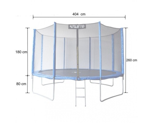 Батут дитячий з сіткою та драбинкою 252 см Atleto синій + в подарунок м'ячик