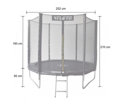 Батут дитячий з сіткою та драбинкою 252 см Atleto чорний + в подарунок м'ячик