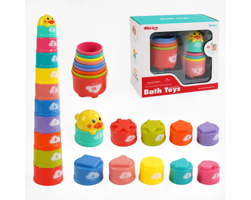 Гра для ванни 688-51 (48) пірамідка, 10 відерець, качечка, в коробці