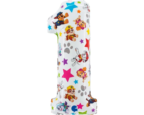 Фольгована цифра 1 Щенята 26" (маленька) (в інд. уп.) Grabo.