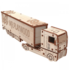 Тягач с причепом механічна дерев'яна 3D-модель