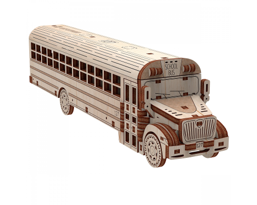 Шкільний автобус механічна дерев'яна 3D-модель