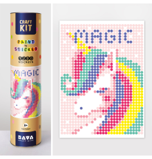 Картина по номерам з наліпками в тубусі "Єдиноріг", 33х48см, 1200 стікерів.