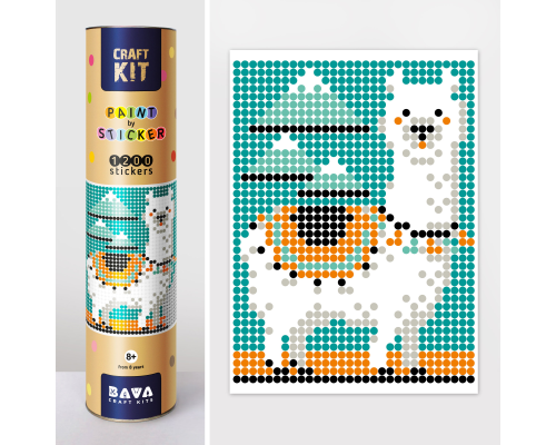 Картина по номерам з наліпками в тубусі "Лама", 33х48см, 1200 стікерів.