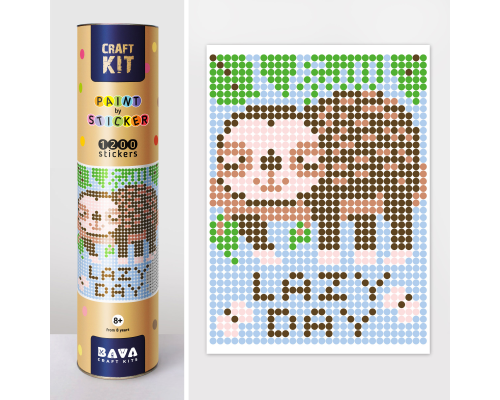 Картина по номерам з наліпками в тубусі "Лінивець", 33х48см, 1200 стікерів.