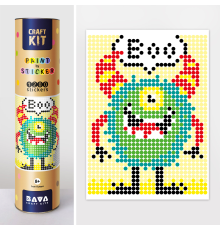 Картина по номерам з наліпками в тубусі "Монстрик", 33х48см, 1200 стікерів.