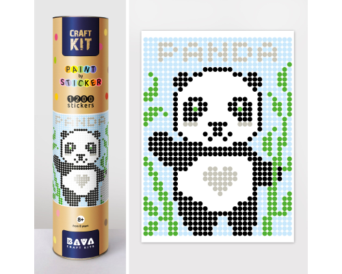 Картина по номерам з наліпками в тубусі "Панда", 33х48см, 1200 стікерів.