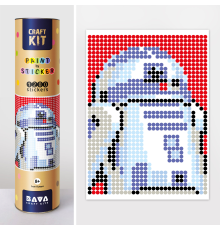 Картина по номерам з наліпками в тубусі "Робот синій", 33х48см, 1200 стікерів.