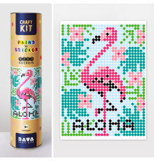 Картина по номерам з наліпками в тубусі "Фламінго", 33х48см, 1200 стікерів.