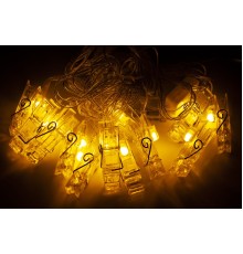 Фігурки  12 LED, "ПРИЩІПКИ", 5м+ перехідник,  теплий білий