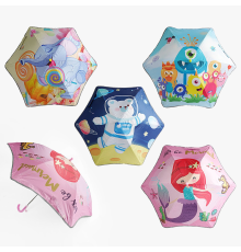 Парасолька C 68654 (100) d = 90 см, довжина 68 см, 6 спиць, поглиблений купол, світовідбиваючі смужки, свисток ВИДАЄТЬСЯ МІКС ВИДІВ