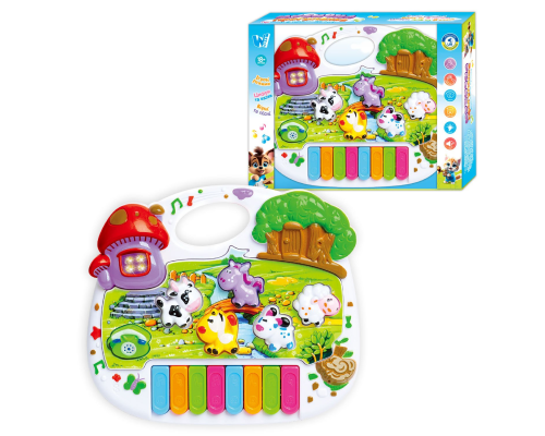 Музичне піаніно 18126 (96/2) "WToys", ОЗВУЧУВАННЯ УКРАЇНСЬКОЮ МОВОЮ, пісні, казки, цифри, звуки тварин, підсвічування, в коробці