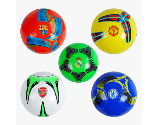 М`яч футбольний C 62381 (100) 5 видів, вага 300-310 грамів, гумовий балон, матеріал PVC, розмір №5, ВИДАЄТЬСЯ МІКС