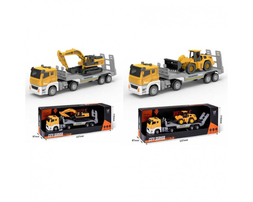 Трейлер B-005AB інерц,29см,1:32,звук,світло,гум.колеса,2 види(екскаватор, бульдозер), на бат., в кор