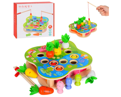 Дерев'яна іграшка Риболовля MD 1823 магнітна, рибки, морквинки, кор., 23,5-23-5,5см.