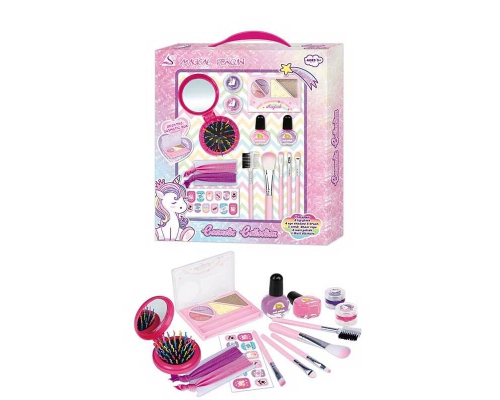 Набір косметики J 1127 (24/2) дзеркало, щітка для волосся, тіні, блиск для губ, лак, пензлики, в коробці