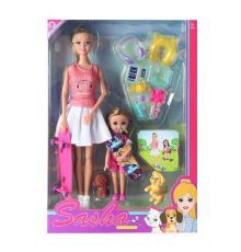 Лялька 51853 2 шт., шарнірні, скейт 2 шт., собачка, аксесуари, кор., 23-33-7 см.