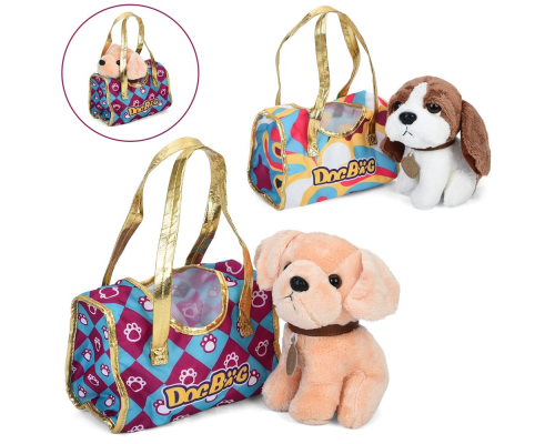 Тварина 7622-113A-14A собака, плюш, сумка, 2 види, кул., 20-23-9 см.