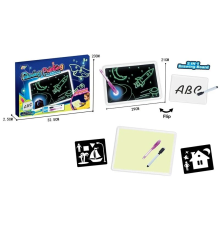 Дошка для малювання YM 993 (72/2) "Малюй світлом", двостороння дошка, маркер “пиши-витирай”, ручка-ліхтарик, в коробці