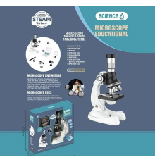 Мікроскоп 3303 (60) збільшення 100х, 600х та 1200х, інструменти, зразок, скельця, підсвічування, в коробці