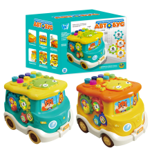 Музичний Автобус 49202 (60/2) "WToys", 2 кольори, ОЗВУЧУВАННЯ УКРАЇНСЬКОЮ МОВОЮ, 5 казок, 10 пісень, 10 скоромовок, 10 загадок, підсвічування, лабіри