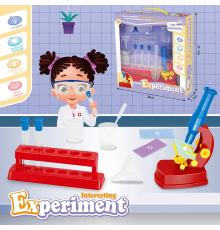 Набір хіміка W 610 (24) пробірки, мірний стаканчик, окуляри, пінцет, лійка, мікроскоп на батарейках, підсвітка, в коробці