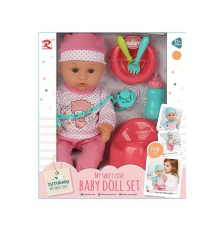 Пупс 6522 (24) висота 28 см, п’є, ходить на горщик, гумова голова, знімний одяг, горщик, пустушка, пляшечка, тарілка, в коробці