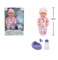 Пупс YL 2530 A-A (36) висота 30 см, п'є з пляшечки, ходить на горщик, знімний одяг, аксесуари, в коробці